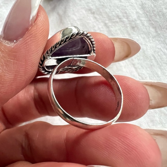 925 Third Eye Lepidolite Heart ❤️ Ring 10.75 - Picture 8 of 10